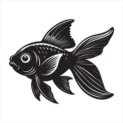 A Vibrant Close-up of a Goldfish, a Graceful and Popular Freshwater Fish with a Bright, Golden-Orange Body and Flowing Fins