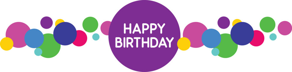 Happy Birthday Celebration Greeting Card Graphic Design Vector Illustration Isolated Editable Social media Banner Cover Decoration Fun Celebrate Circular Pattern Polka Dots Balls Young Stylish Fresh 