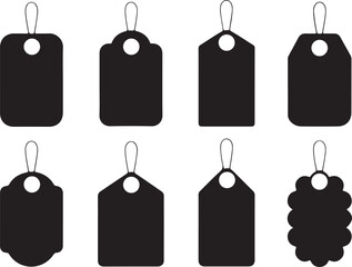 Set of Black realistic six sale price tags. vector illustration