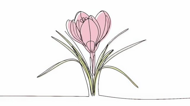 Single line drawing of a crocus