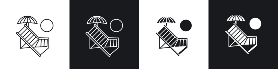 Beach chair icons graphic vectors