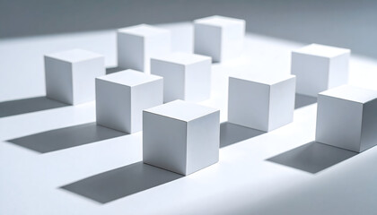 Obraz premium White Cubes Arranged in Geometric Pattern Under Light
