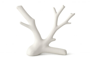 Obraz premium Minimalist white ceramic decorative branch isolated on transparent background, perfect for interior design projects