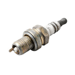 Worn and Rusted Spark Plug Isolated on Transparent Background