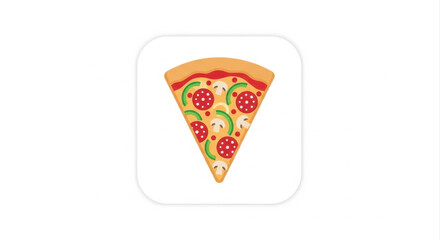 Delicious Pizza Slice Icon Illustration