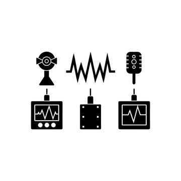 6 different emg machine silhouette vector icons se