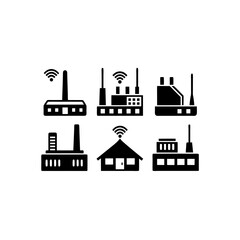 Obraz premium 6 different factory network router silhouette vect