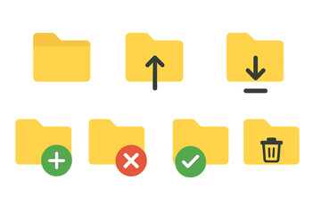 Fototapeta na wymiar Vector outline icon set featuring various folder actions and statuses for digital organization