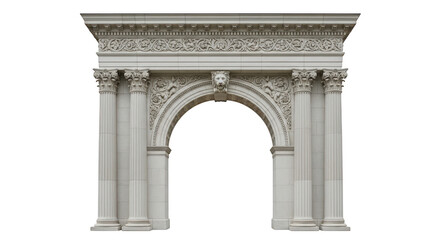 Ornate stone archway isolated on transparent background