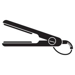 Hair straightener solid icon. An electrical device for ironing hair. Vector black silhouette. with white background