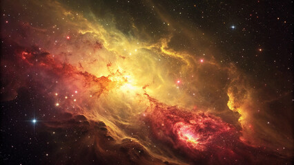 Obraz premium Vibrant colorful nebula with stars in deep space