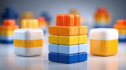 Naklejka premium Colorful collection of lego blocks stacked creatively representing imagination and endless possibilities