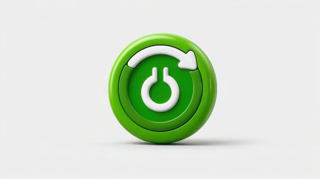 Green power button icon representing energy and activation in fibonacci pullback recovery meter concept icons