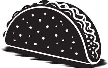 Taco with tortilla shell Mexican lunch flat vector icon for food apps and websites