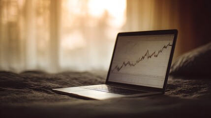 Laptop displaying an investment returns graph for personal finance planning