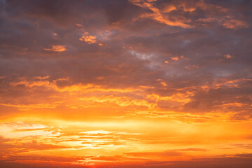 Beautiful , luxury soft gradient orange gold clouds and sunlight on the blue sky perfect for the background, take in evening,Twilight, Large size, high definition landscape photo