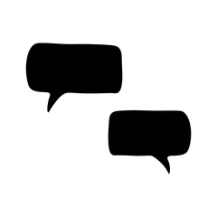 Fototapeta premium Two black cartoonish speech bubbles interacting and suggesting a conversation or dialog