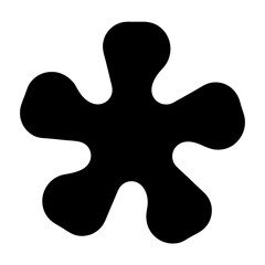 Abstract fivepointed flower in minimalist black and white vector illustration