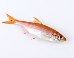Obraz premium Single, whole, pinkish fish on white background