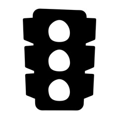Stylized traffic light vector icon in black and white, for illustrations