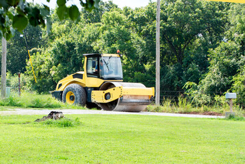Construction work with road roller