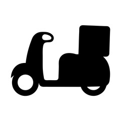 Black silhouette of a delivery scooter with a rear cargo box