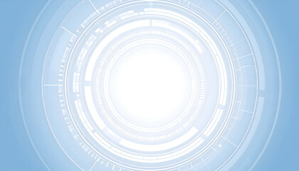Abstract Futuristic Technology Background with Bright Blue and White Circular Light Pattern