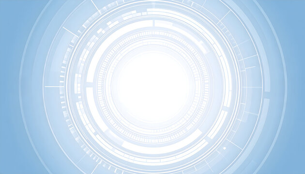 Abstract Futuristic Technology Background with Bright Blue and White Circular Light Pattern