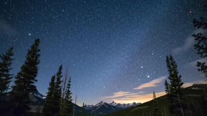 winter landscape with stars - Powered by Adobe