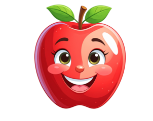 Cartoon Apple with Face