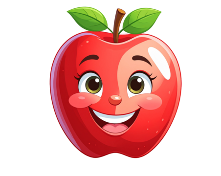 Cartoon Apple with Face