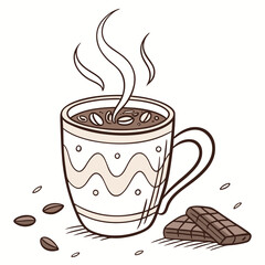 Cup of coffee with chocolate vector
