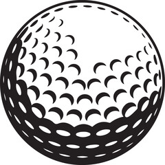 Vector Golf Ball - Black and White Close-up Icon