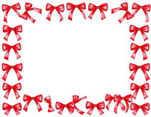 Red bows frame on white (2)