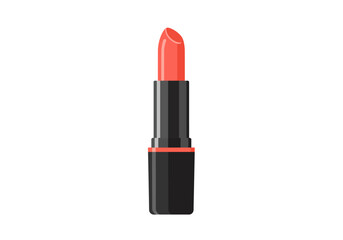Obraz premium Closeup of red lipstick with a black container