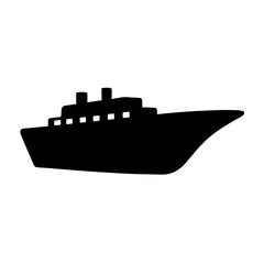 Obraz premium Silhouette illustration of a cruise ship navigating the open ocean waters