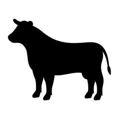 Silhouette of a large, imposing bull standing majestically in a black void
