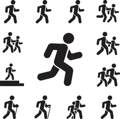 Walking vector icons set
