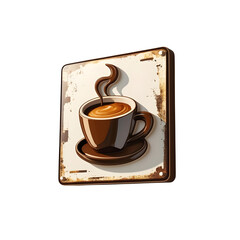 Obraz premium 3D icon of a coffee shop signboard with cup illustration