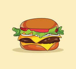 Burger cartoon style vector illustration