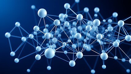 Futuristic interconnected sphere structure in blue and white, symbolizing innovation.