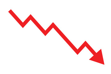 Red Downward Trending Zigzag Line Arrow Illustration