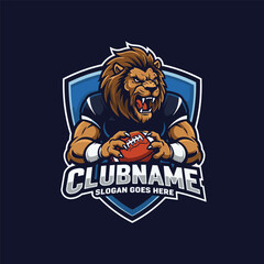 American football logo badge vector isolated. Football logo vector template. American football with Lion mascot logo, emblem and design element stock illustration
