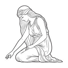 Elegant Hemera Line Art – Hemera Vector Illustration Minimal Greek Daylight Goddess Drawing – Hemera Drawing – Line Art Drawing of Hemera – Hemera Icon – Greek Goddess Vector