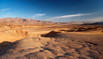 Obraz premium expansive dry landscape in kunduz province reveals geological features under bright sunlight