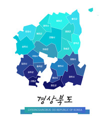 심플한 라인의 경상북도 윤곽선 지도