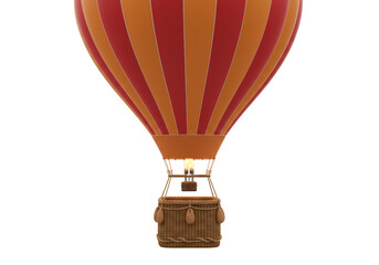 Isolated Hot Air Balloon with Basket ready to Fly on a clear Day, Fun Adventure Ride