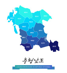 심플한 라인의 충청남도 윤곽선 지도