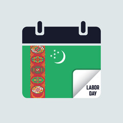 Turkmenistan Labor Day Calendar Flag Illustration