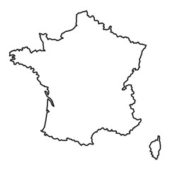 France Country Map Outline Vector Including Corsica 